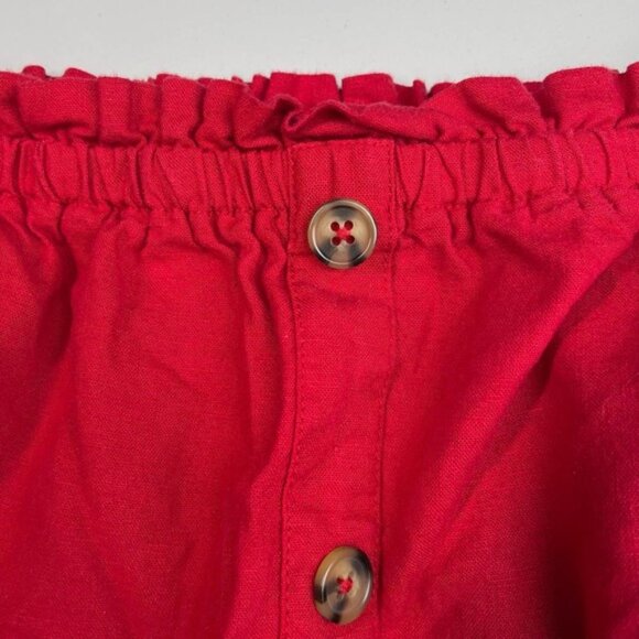 GUESS Off The Shoulder Linen Blend Top Sz Small Red - Picture 6 of 10